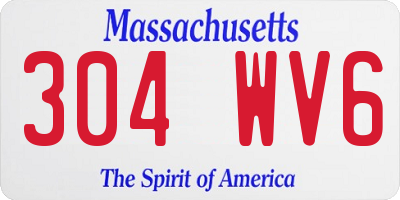 MA license plate 304WV6