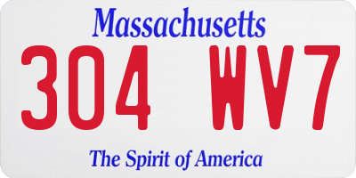 MA license plate 304WV7