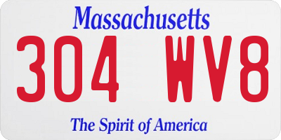 MA license plate 304WV8