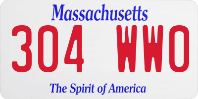 MA license plate 304WW0
