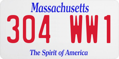 MA license plate 304WW1