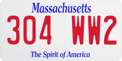 MA license plate 304WW2