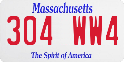 MA license plate 304WW4
