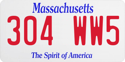 MA license plate 304WW5