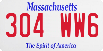 MA license plate 304WW6