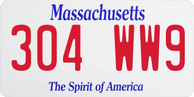 MA license plate 304WW9
