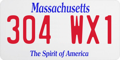 MA license plate 304WX1