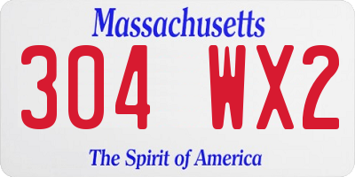MA license plate 304WX2