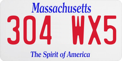 MA license plate 304WX5