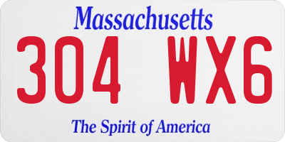 MA license plate 304WX6