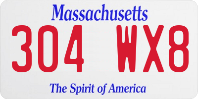 MA license plate 304WX8