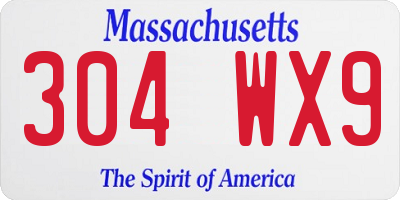 MA license plate 304WX9