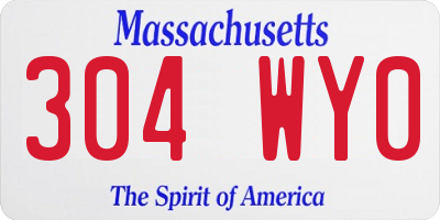 MA license plate 304WY0