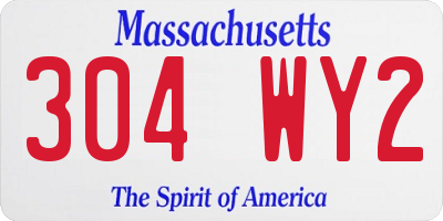 MA license plate 304WY2