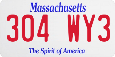 MA license plate 304WY3