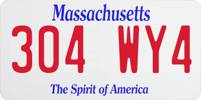 MA license plate 304WY4