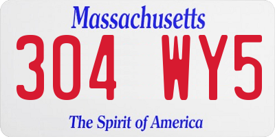 MA license plate 304WY5