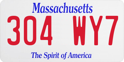 MA license plate 304WY7
