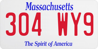 MA license plate 304WY9