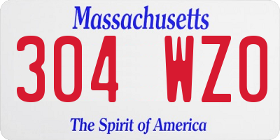 MA license plate 304WZ0