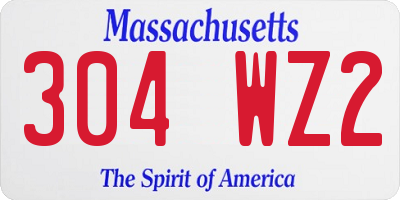 MA license plate 304WZ2
