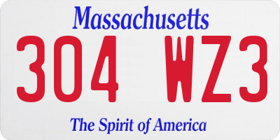 MA license plate 304WZ3