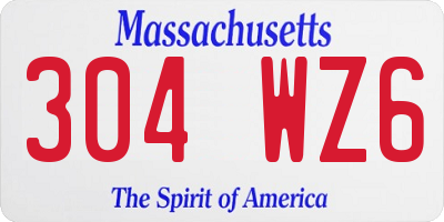 MA license plate 304WZ6