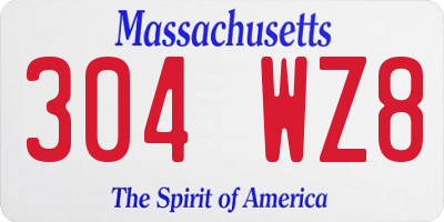 MA license plate 304WZ8