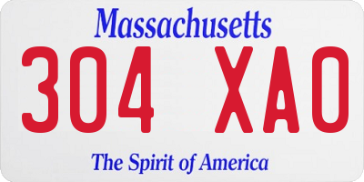 MA license plate 304XA0
