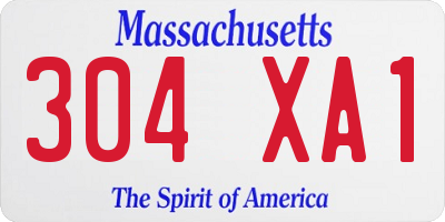 MA license plate 304XA1