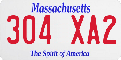 MA license plate 304XA2