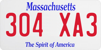 MA license plate 304XA3