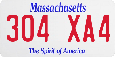 MA license plate 304XA4