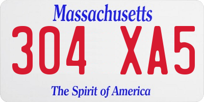 MA license plate 304XA5
