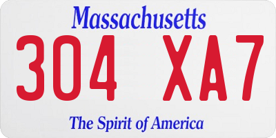 MA license plate 304XA7