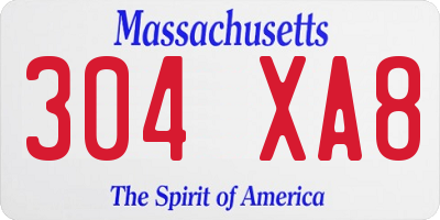MA license plate 304XA8