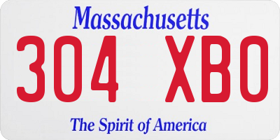 MA license plate 304XB0