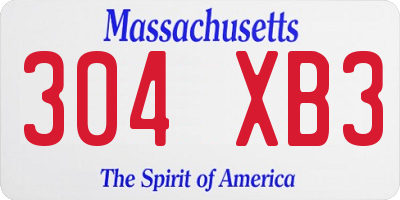 MA license plate 304XB3