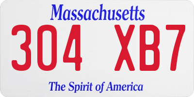 MA license plate 304XB7