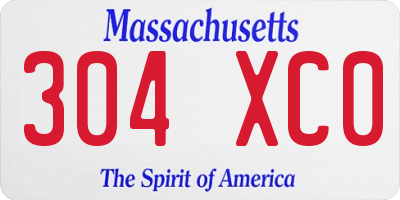 MA license plate 304XC0