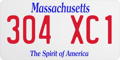 MA license plate 304XC1