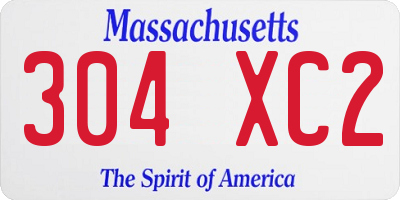 MA license plate 304XC2