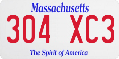 MA license plate 304XC3