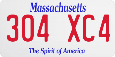 MA license plate 304XC4