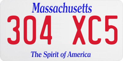 MA license plate 304XC5