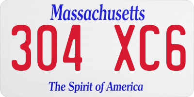 MA license plate 304XC6