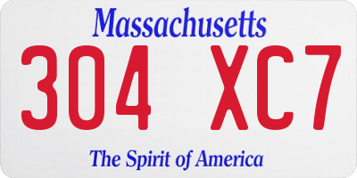 MA license plate 304XC7