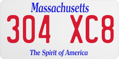 MA license plate 304XC8