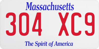 MA license plate 304XC9