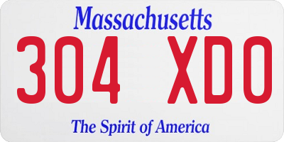MA license plate 304XD0